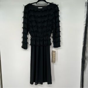 NEW VTG 70's Toni Todd Eyelash Long Sleeve Dress